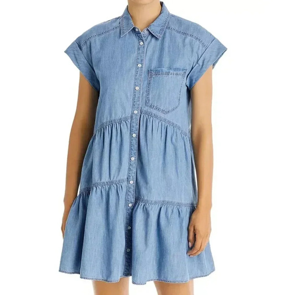 Veronica Beard Harrow Blue Chambray Denim Mini Dress, Sz 6 - Picture 5 of 11